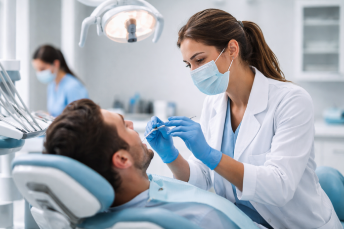 dentista mujer trabajando